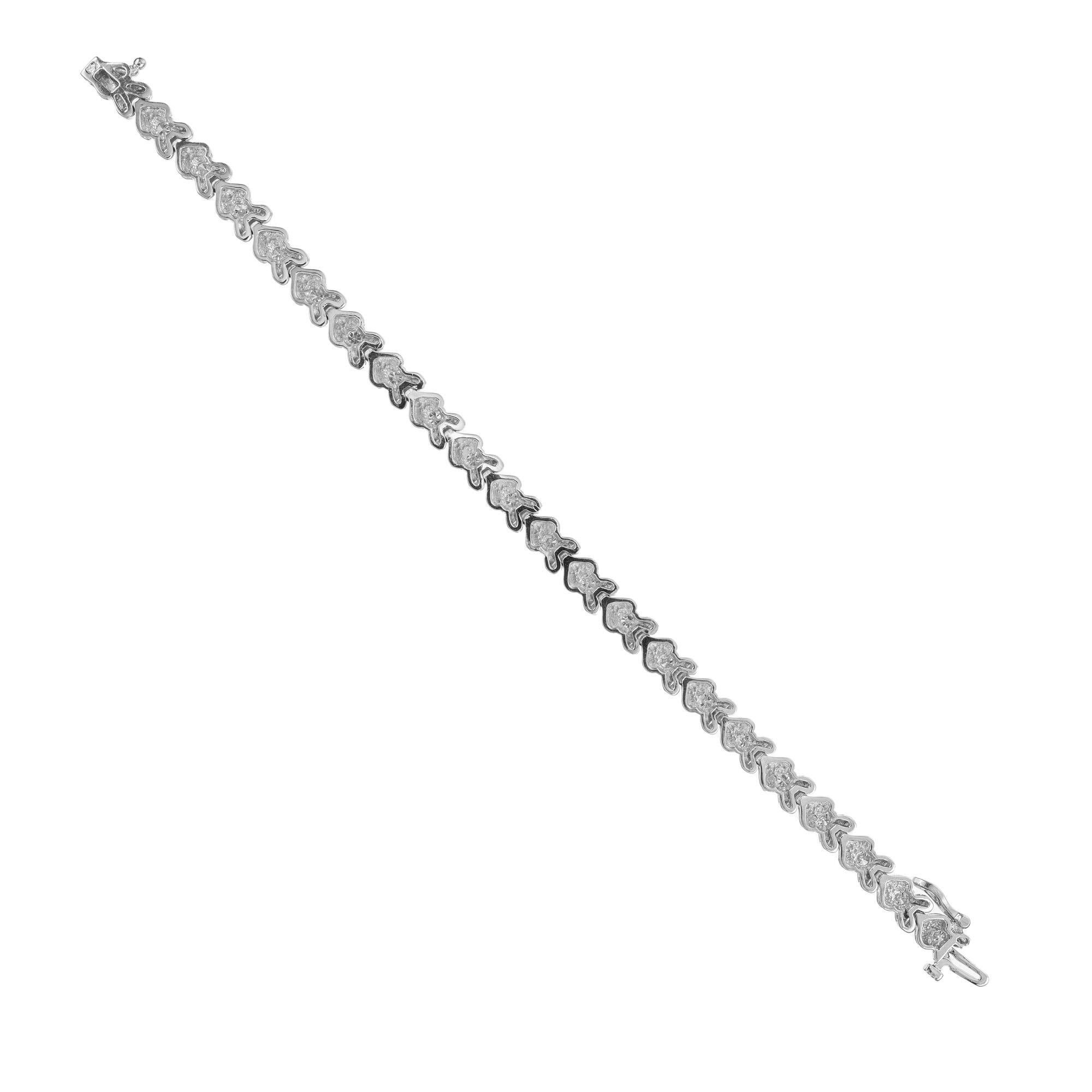 Taille ronde Peter Suchy Bracelet à maillons en or blanc à chevrons et diamants de 2,65 carats en vente