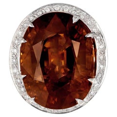 Peter Suchy 26.79 Carat Brown Tourmaline Diamond Halo Gold Cocktail Ring