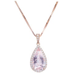 Peter Suchy 2.68 Carat Pink Morganite Diamond Rose Gold Pendant Necklace