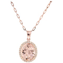 Peter Suchy 2.71 Carat Morgnite Diamond Rose Gold Pendant Necklace
