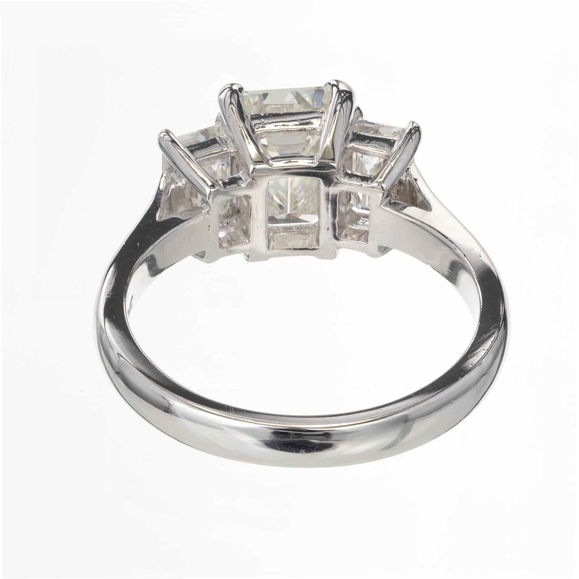 Women's Peter Suchy 2.74 Carat Emerald Cut Diamond Three-Stone Platinum Engagement Ring