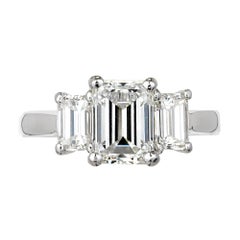Peter Suchy 2.74 Carat Emerald Cut Diamond Three-Stone Platinum Engagement Ring