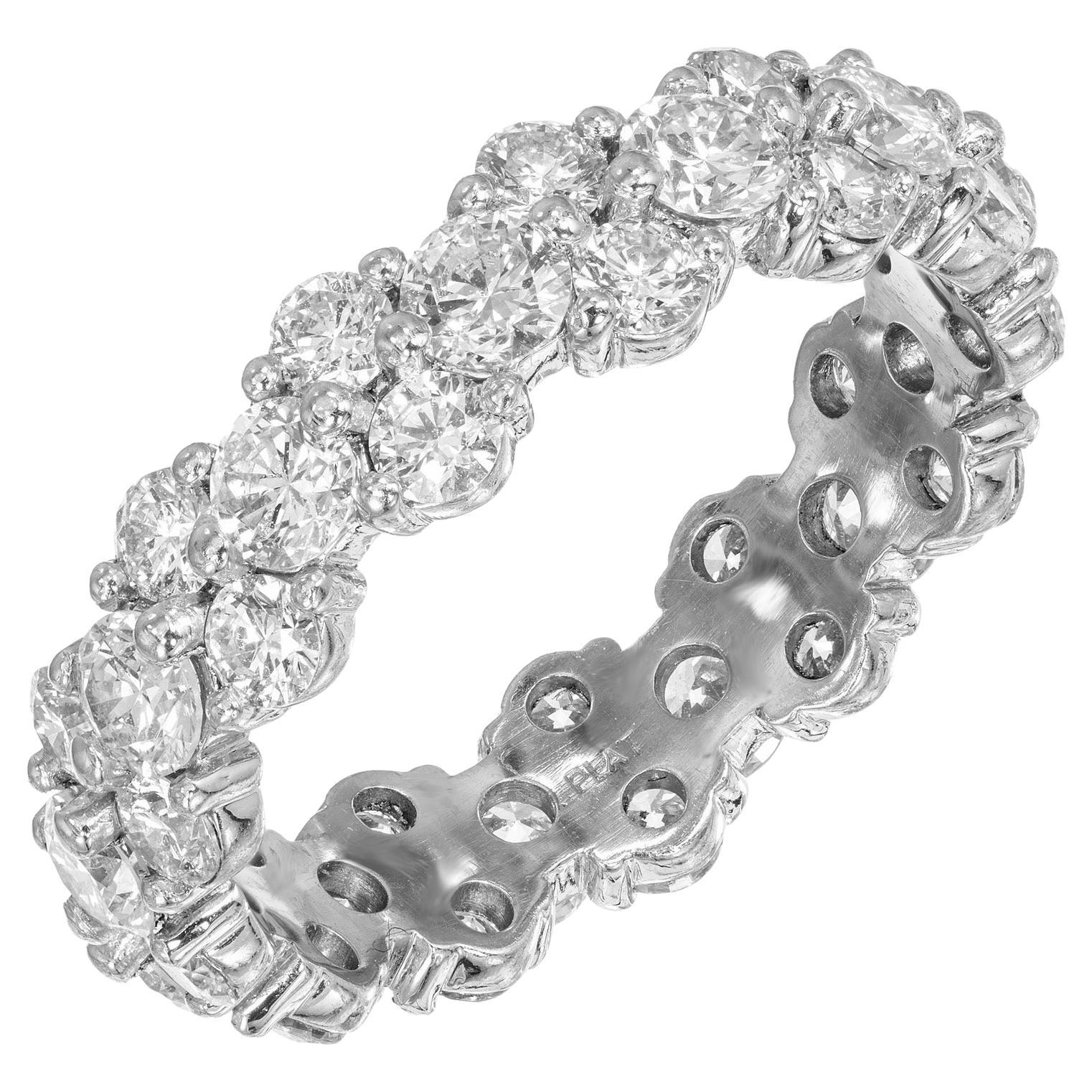 Peter Suchy 2.75 Carat Round Diamond Platinum Three Row Wedding Band Ring For Sale