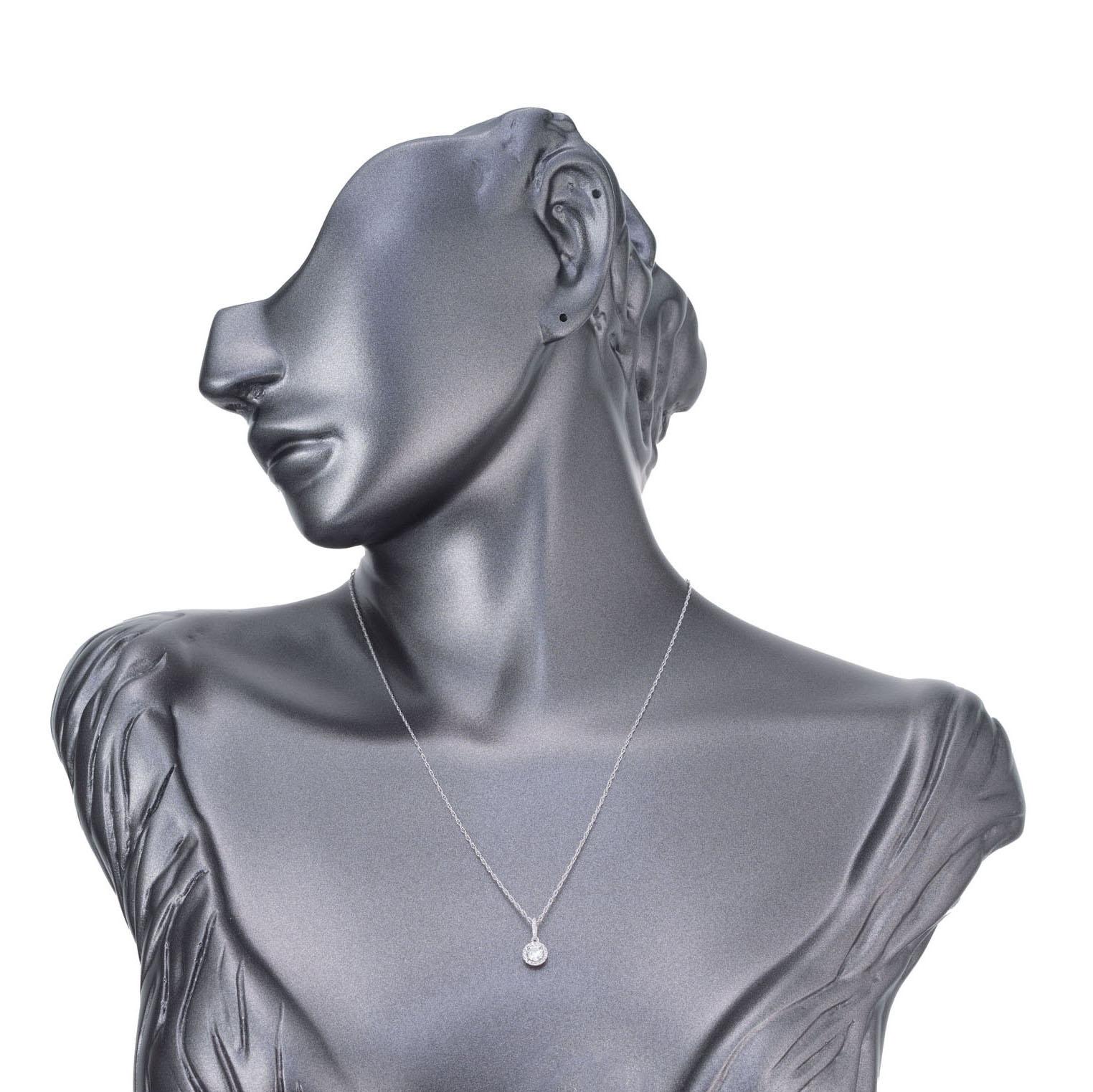 Women's Peter Suchy .28 Carat Diamond White Gold Halo Pendant Necklace For Sale