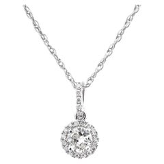 Peter Suchy .28 Carat Diamond White Gold Halo Pendant Necklace