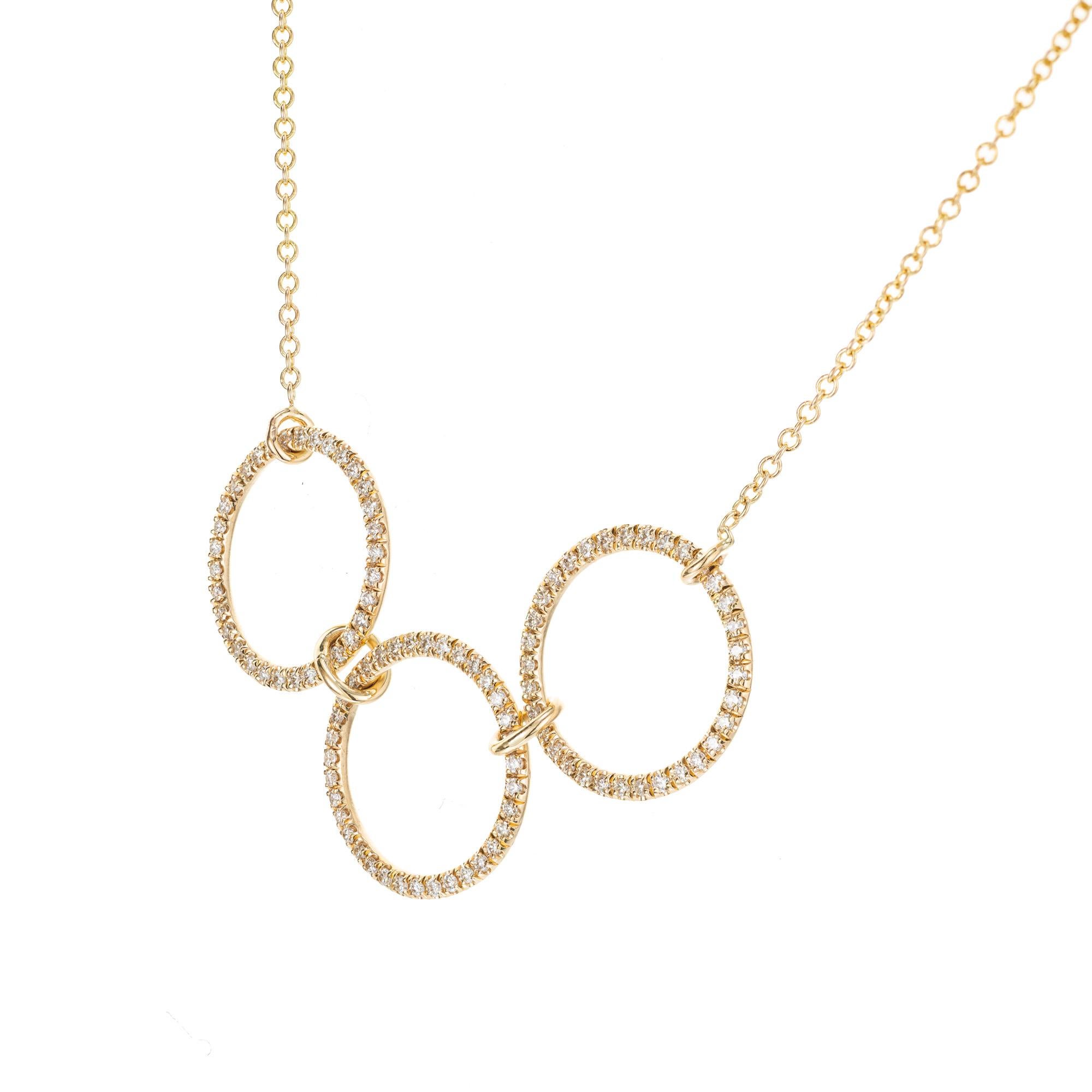 Round Cut Peter Suchy .28 Carat Diamond Yellow Gold Pendant Necklace For Sale