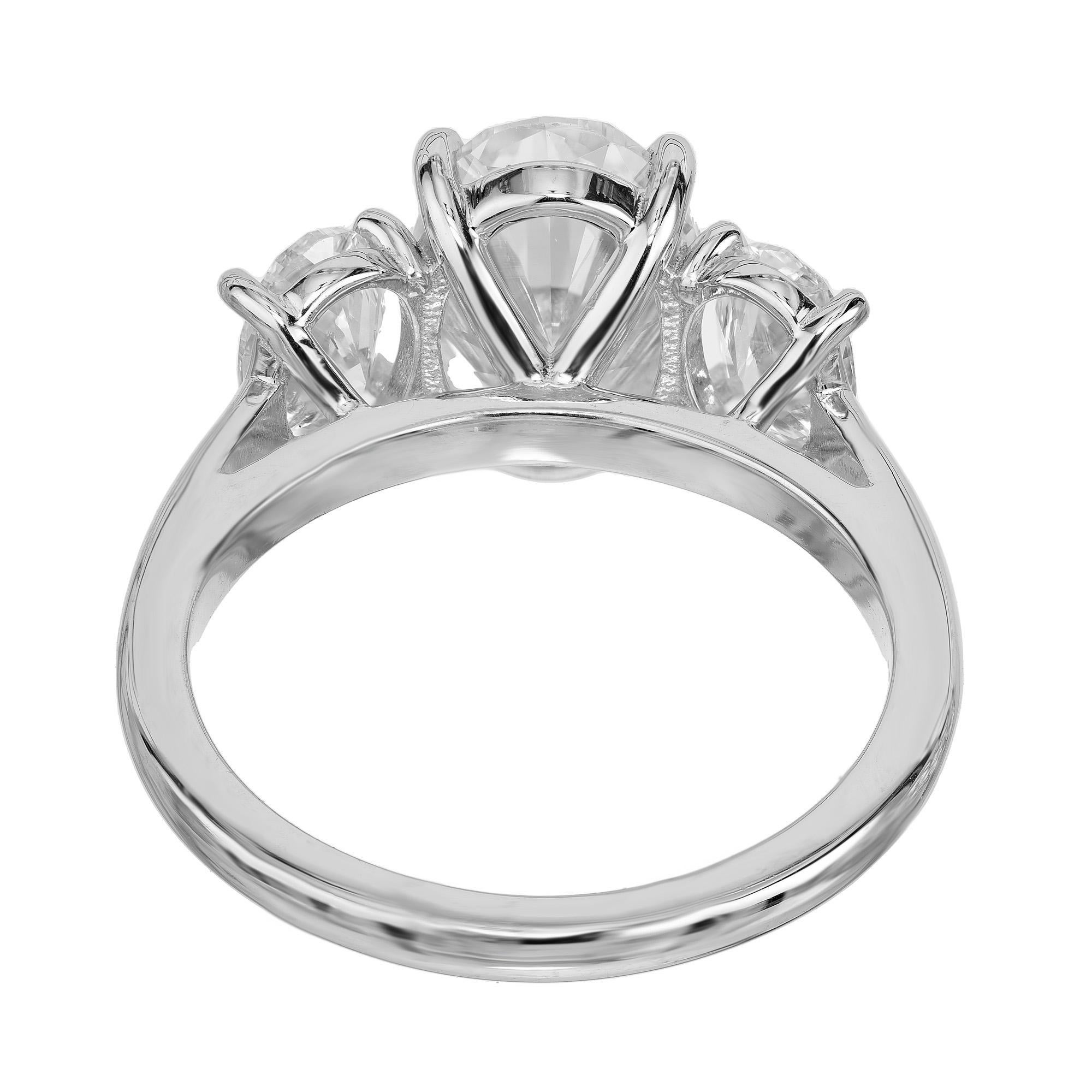 Women's Peter Suchy 2.80 Carat Diamond Platinum Three Stone Engagement Ring For Sale