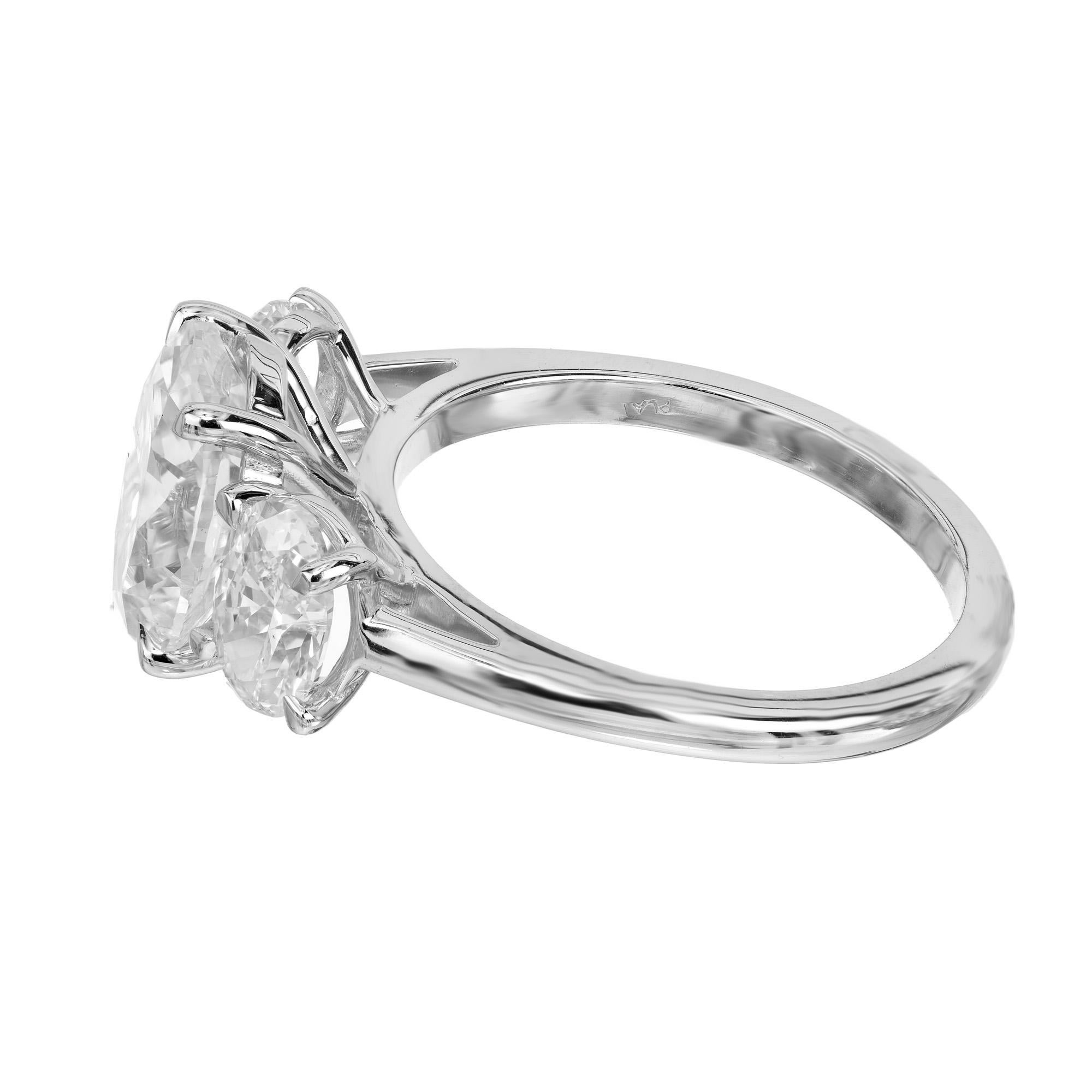 Peter Suchy 2.80 Carat Diamond Platinum Three Stone Engagement Ring For Sale 2