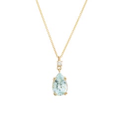 Peter Suchy 2.81 Carat Pear Aquamarine Diamond Yellow Gold Pendant Necklace