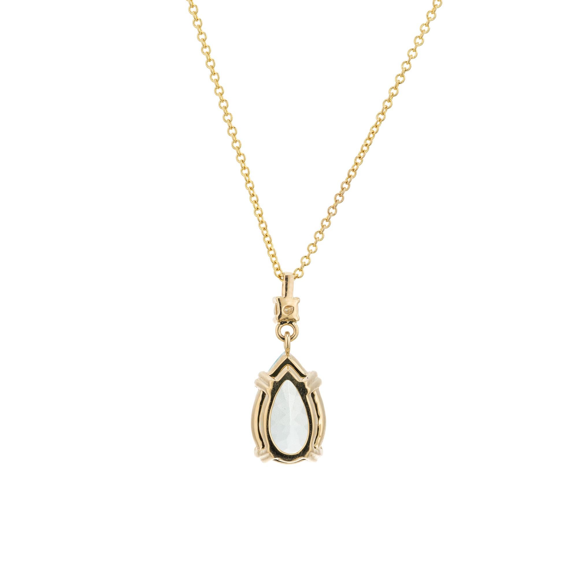 Peter Suchy - Collana con ciondolo in oro giallo con diamante e acquamarina a pera da 2,81 carati in vendita 1