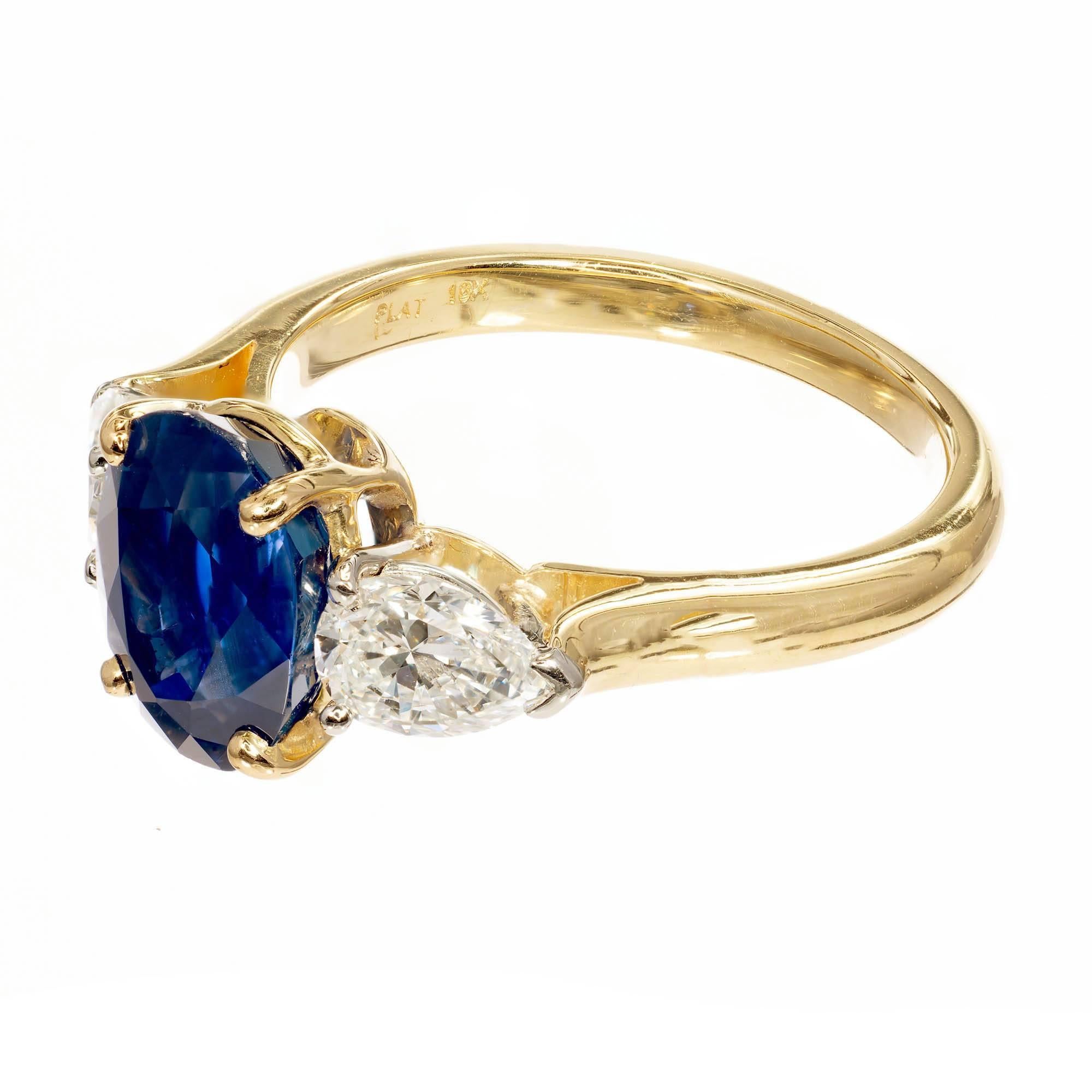 Oval Cut Peter Suchy 2.83 Carat Sapphire Diamond Gold Platinum Engagement Ring For Sale