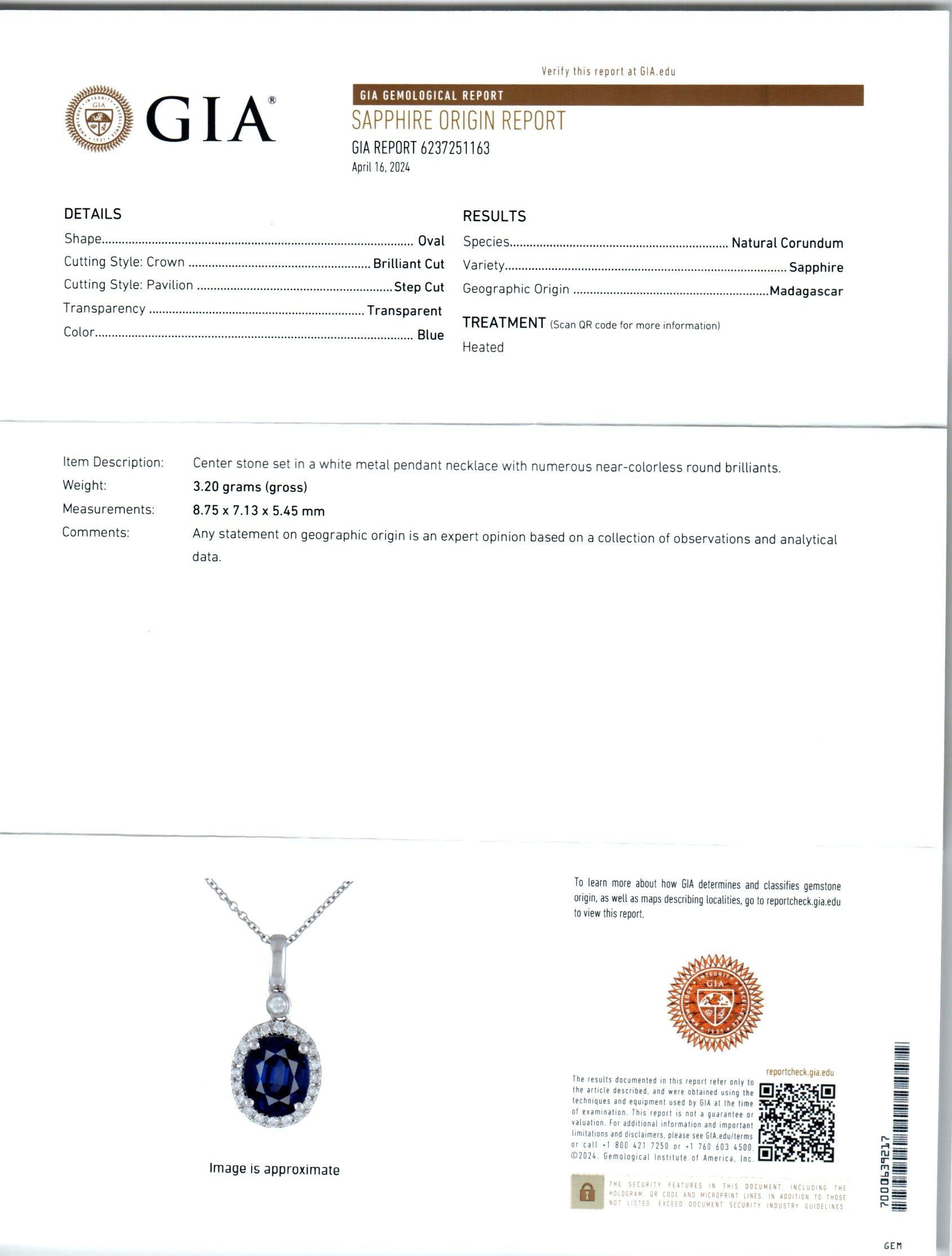 Peter Suchy 2.85 Carat Sapphire Diamond White Gold Pendant Necklace In New Condition For Sale In Stamford, CT