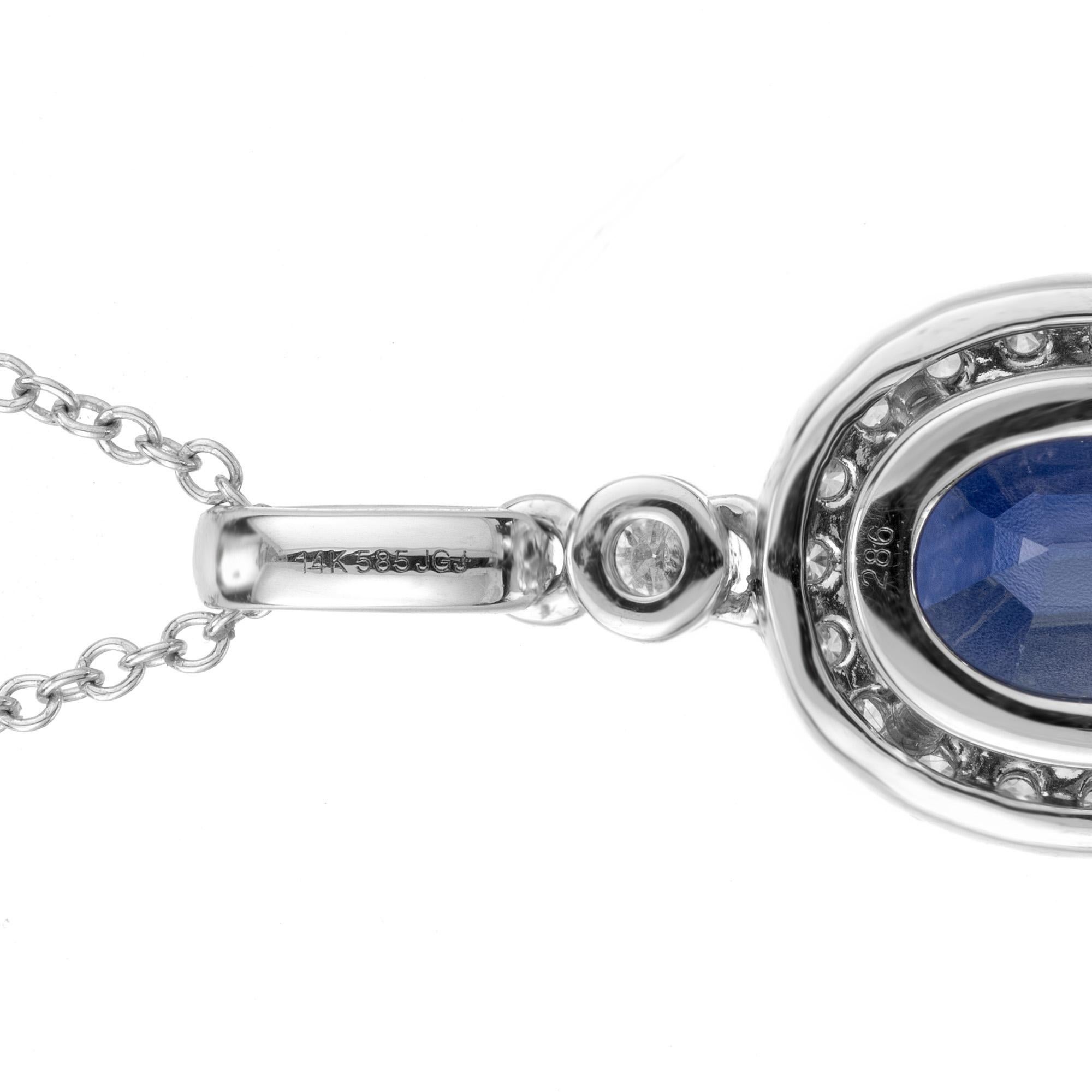 Peter Suchy 2.85 Carat Sapphire Diamond White Gold Pendant Necklace For Sale 2