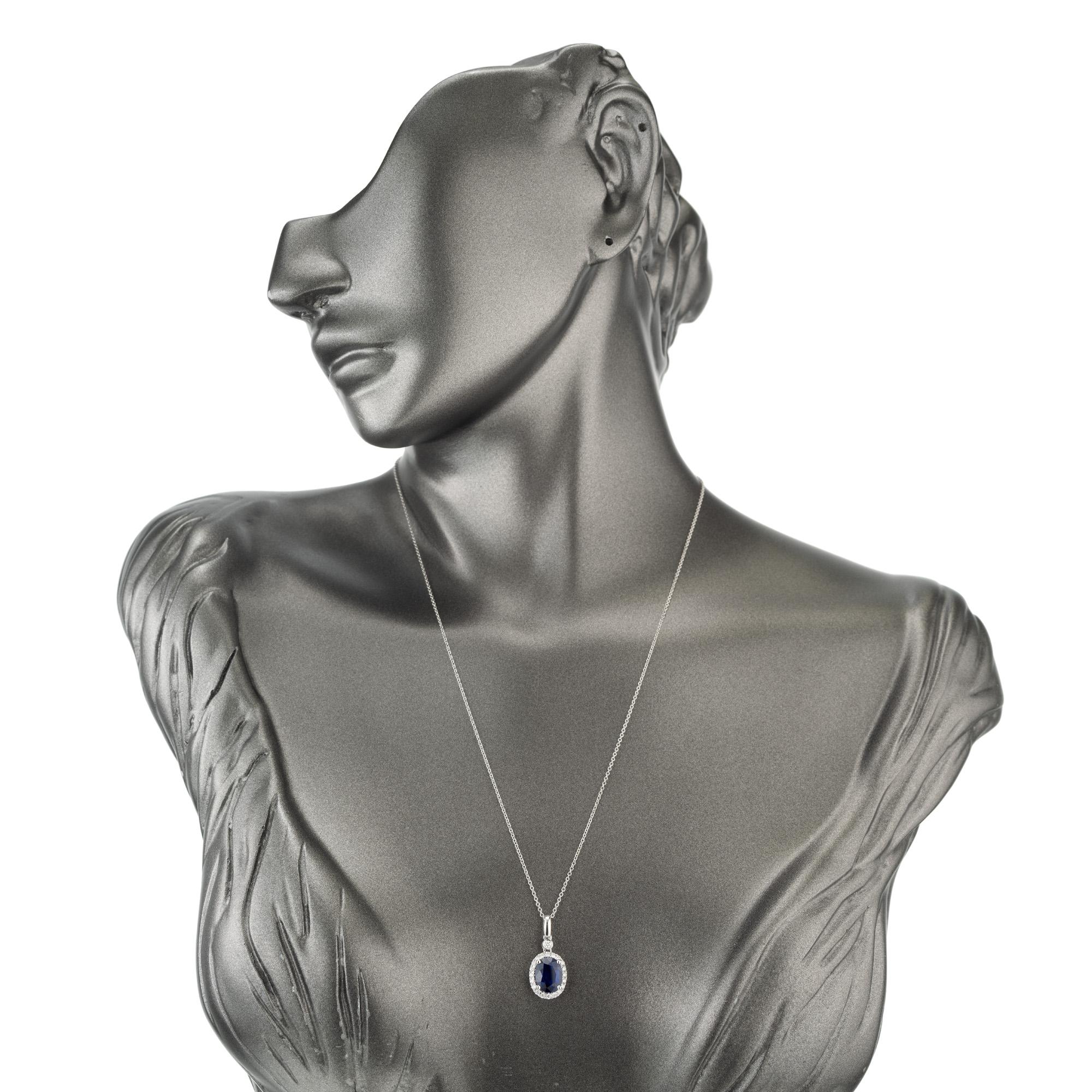 Peter Suchy 2.85 Carat Sapphire Diamond White Gold Pendant Necklace For Sale 3