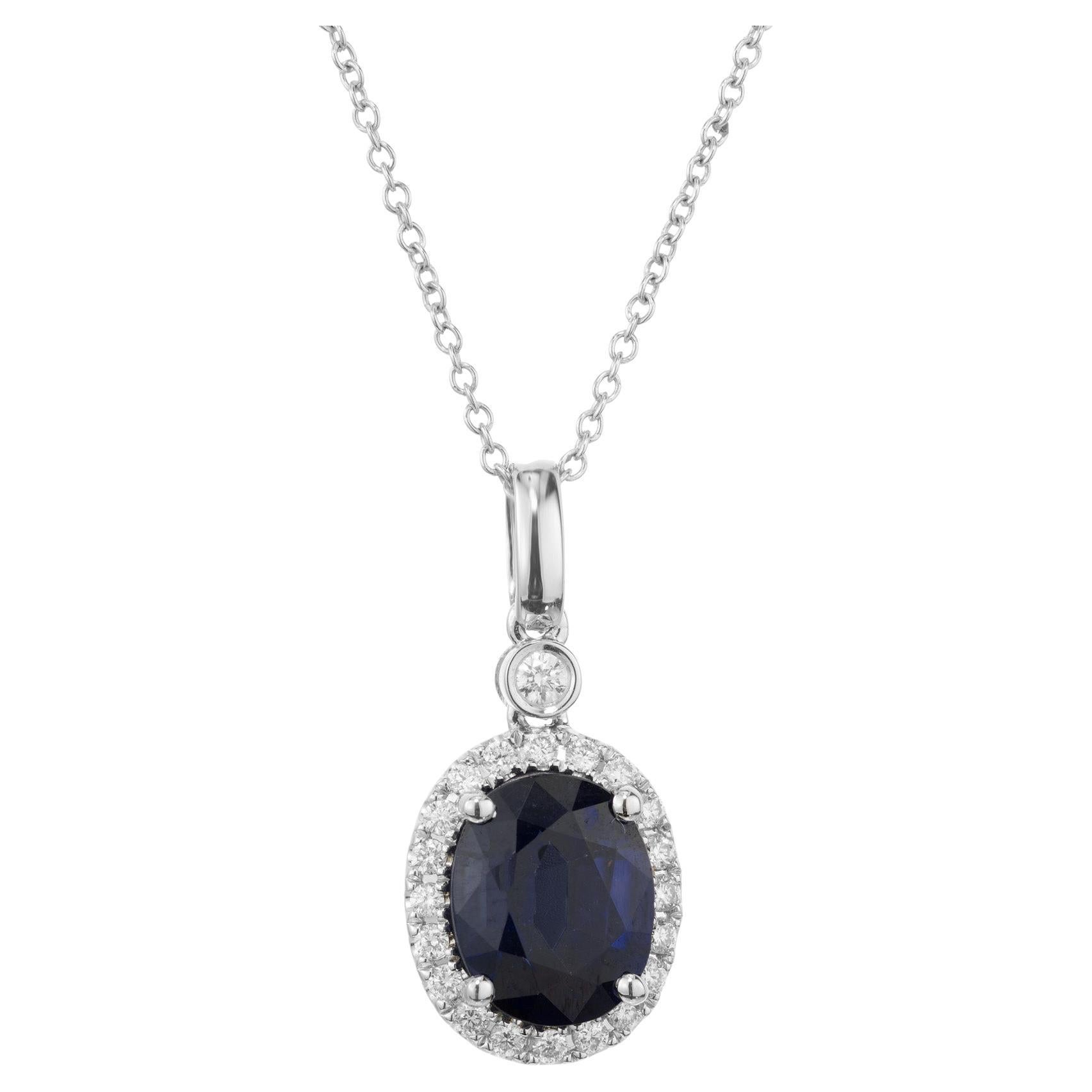 Peter Suchy 2.85 Carat Sapphire Diamond White Gold Pendant Necklace