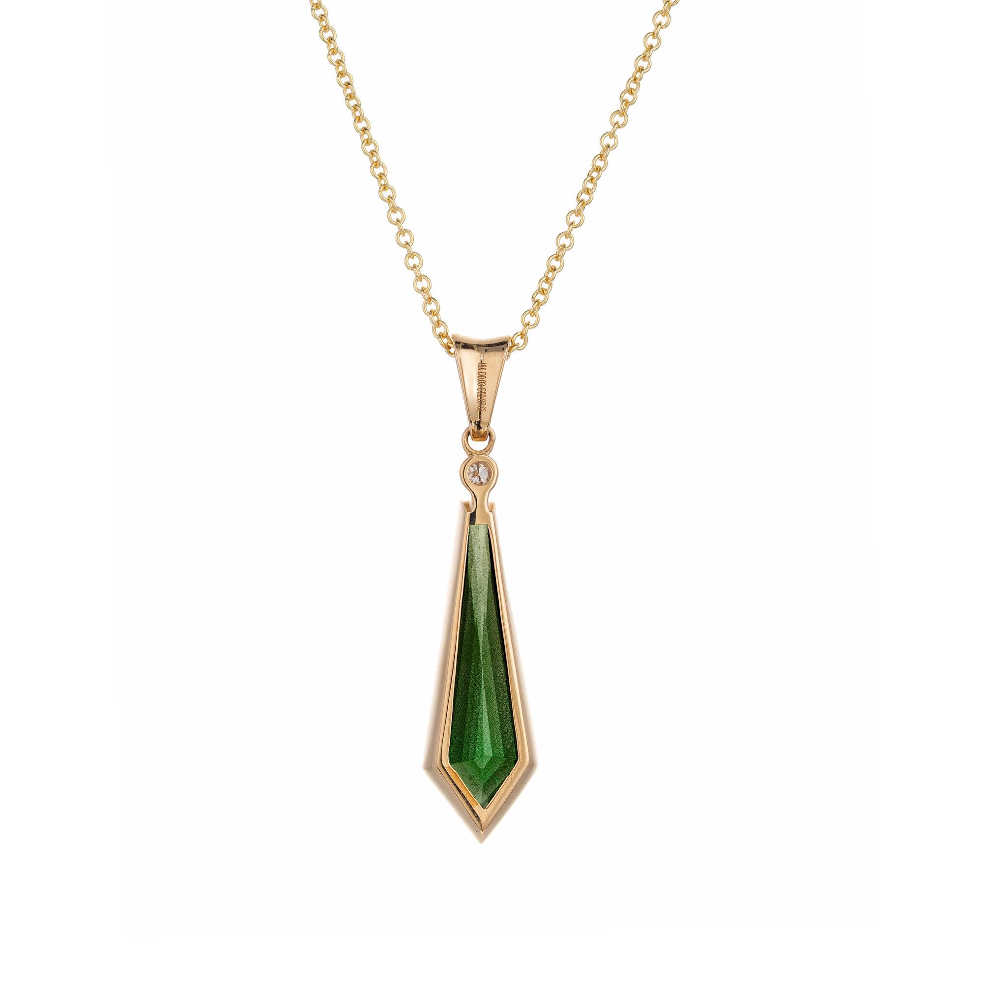 Peter Suchy 2.87 Carat Tourmaline Diamond Yellow Gold Pendant Necklace  In New Condition For Sale In Stamford, CT