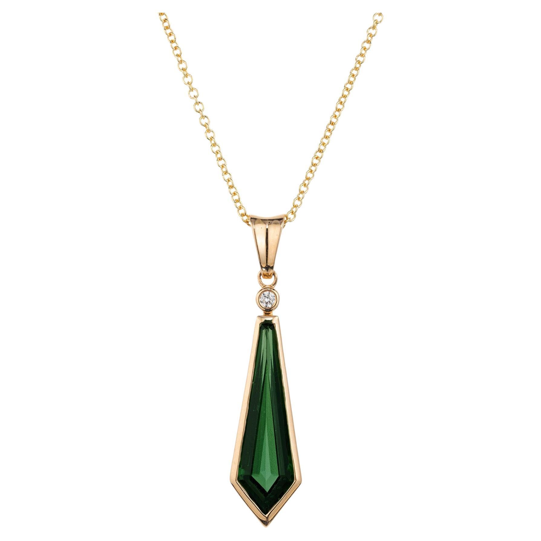 Peter Suchy 2.87 Carat Tourmaline Diamond Yellow Gold Pendant Necklace  For Sale