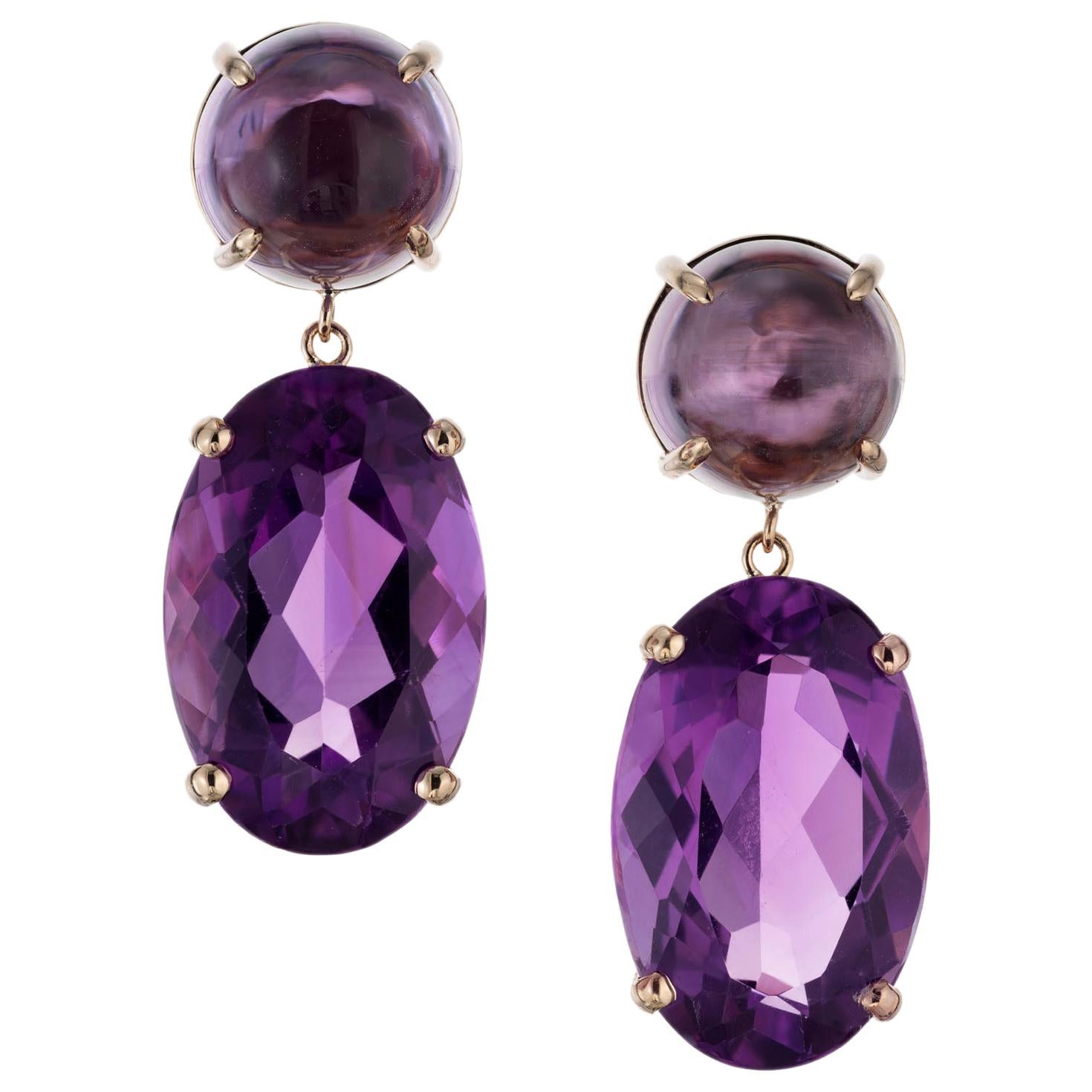 Peter Suchy 29.47 Amethyst Yellow Gold Dangle Earrings