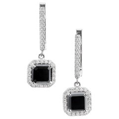 Peter Suchy 2.97 Carat Black White Diamond Gold Dangle Earrings