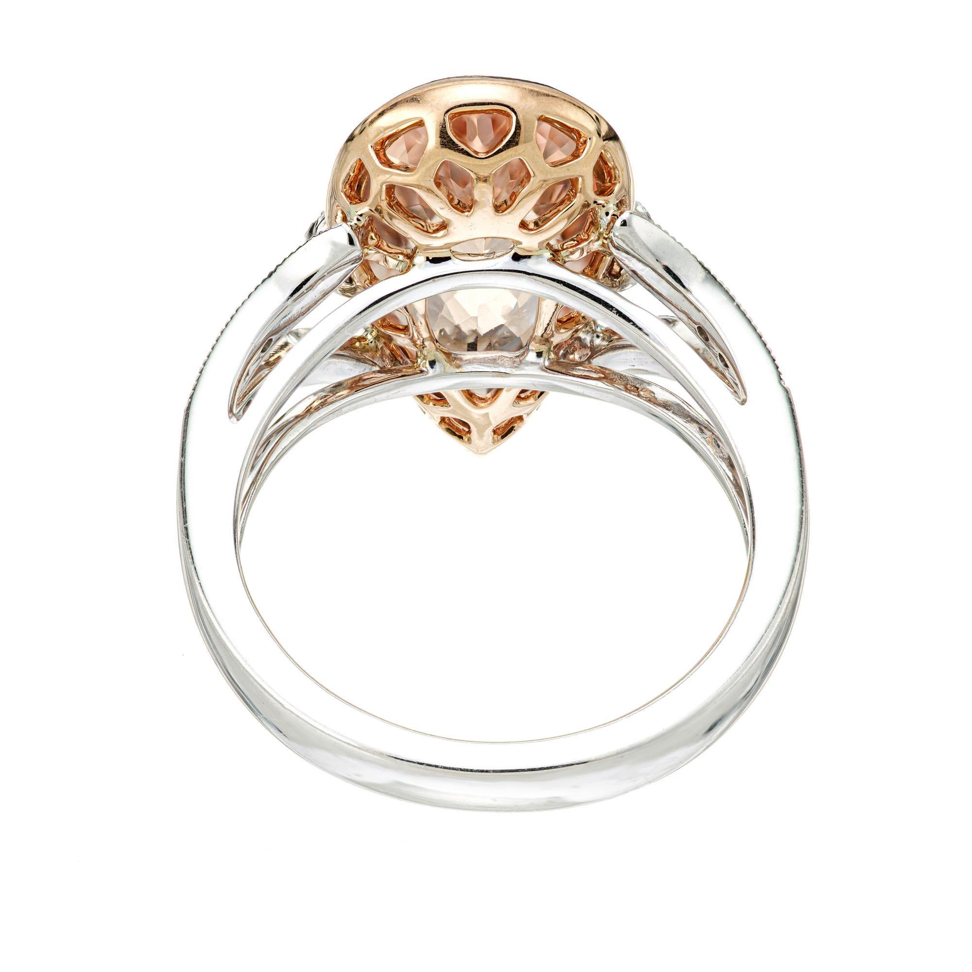 Peter Suchy 3.00 Carat Morganite Diamond Two-Tone Gold Cocktail Ring In New Condition For Sale In Stamford, CT
