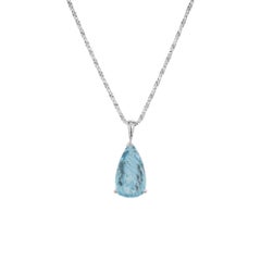 Peter Suchy 3.00 Carat Pear Shape Aquamarine White Gold Pendant Necklace