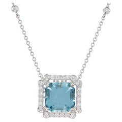 Peter Suchy 3.02 Carat Aqua Diamond White Gold Pendant Necklace