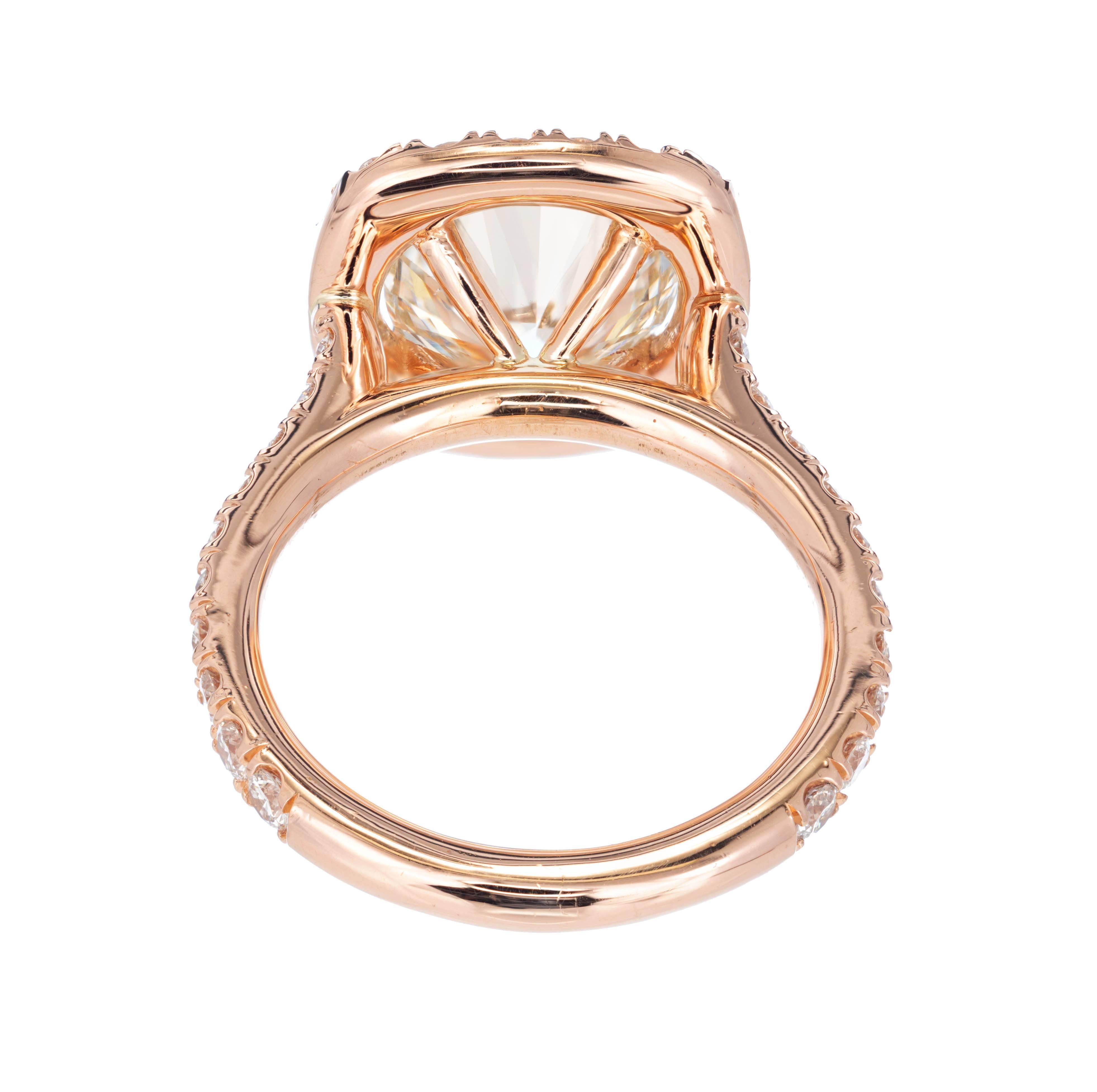 Women's Peter Suchy 3.04 Carat Diamond Halo Rose Gold Engagement Ring For Sale