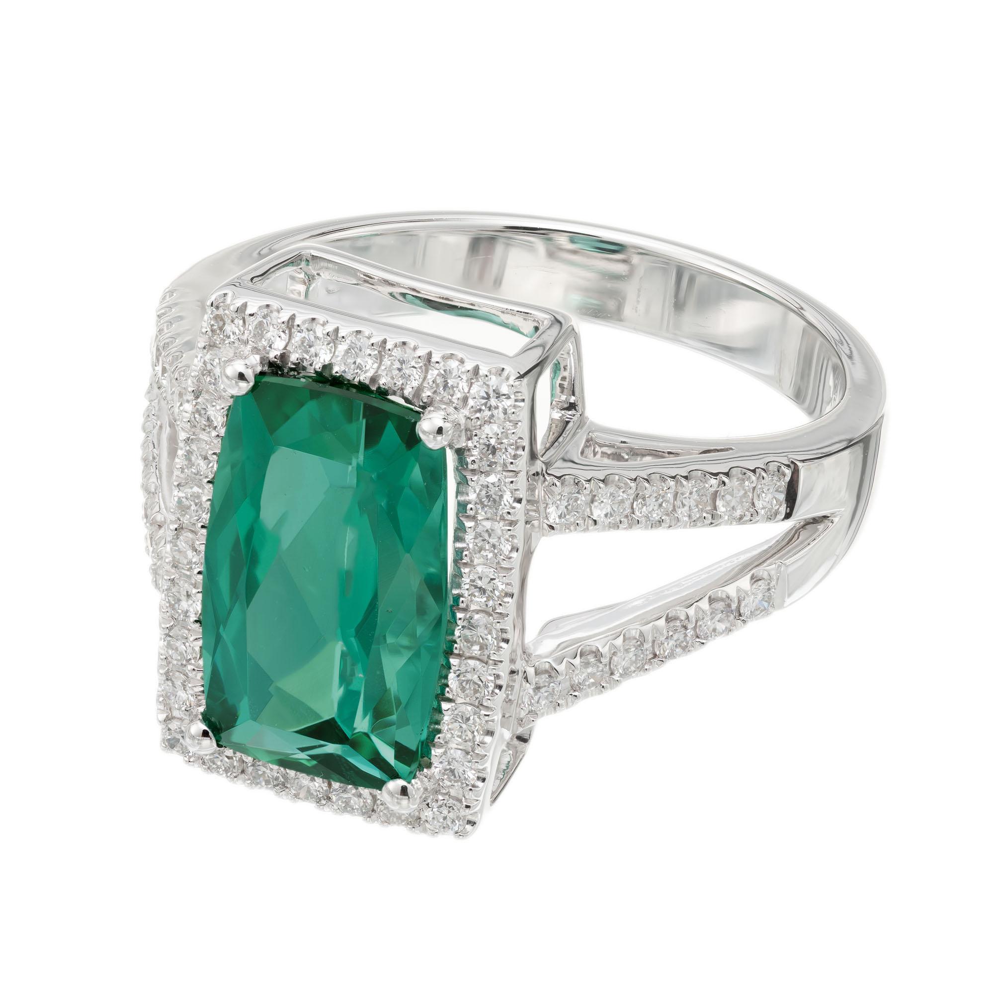 Round Cut Peter Suchy 3.10 Carat Tourmaline Diamond Halo White Gold Cocktail Ring For Sale