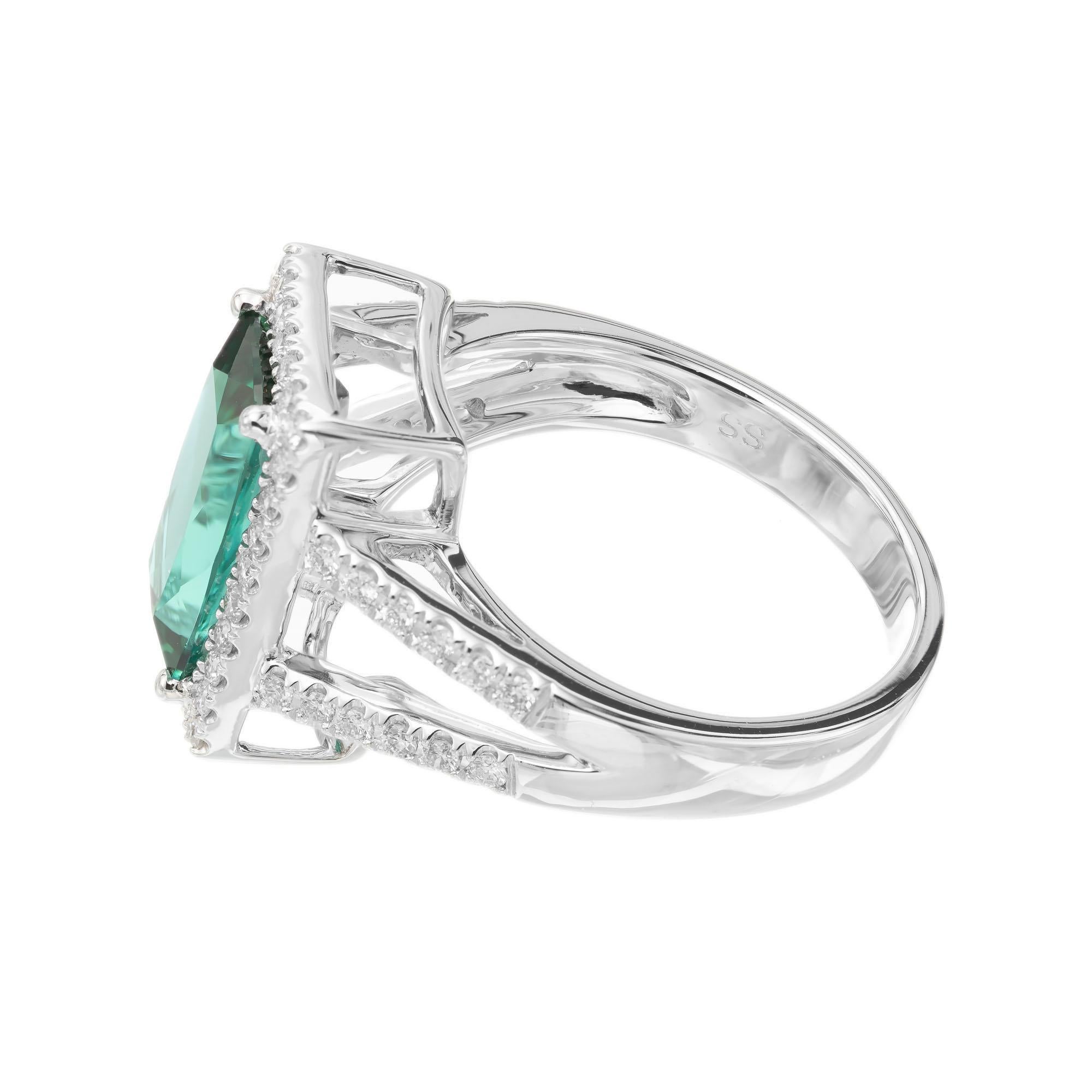 Peter Suchy 3.10 Carat Tourmaline Diamond Halo White Gold Cocktail Ring In New Condition For Sale In Stamford, CT