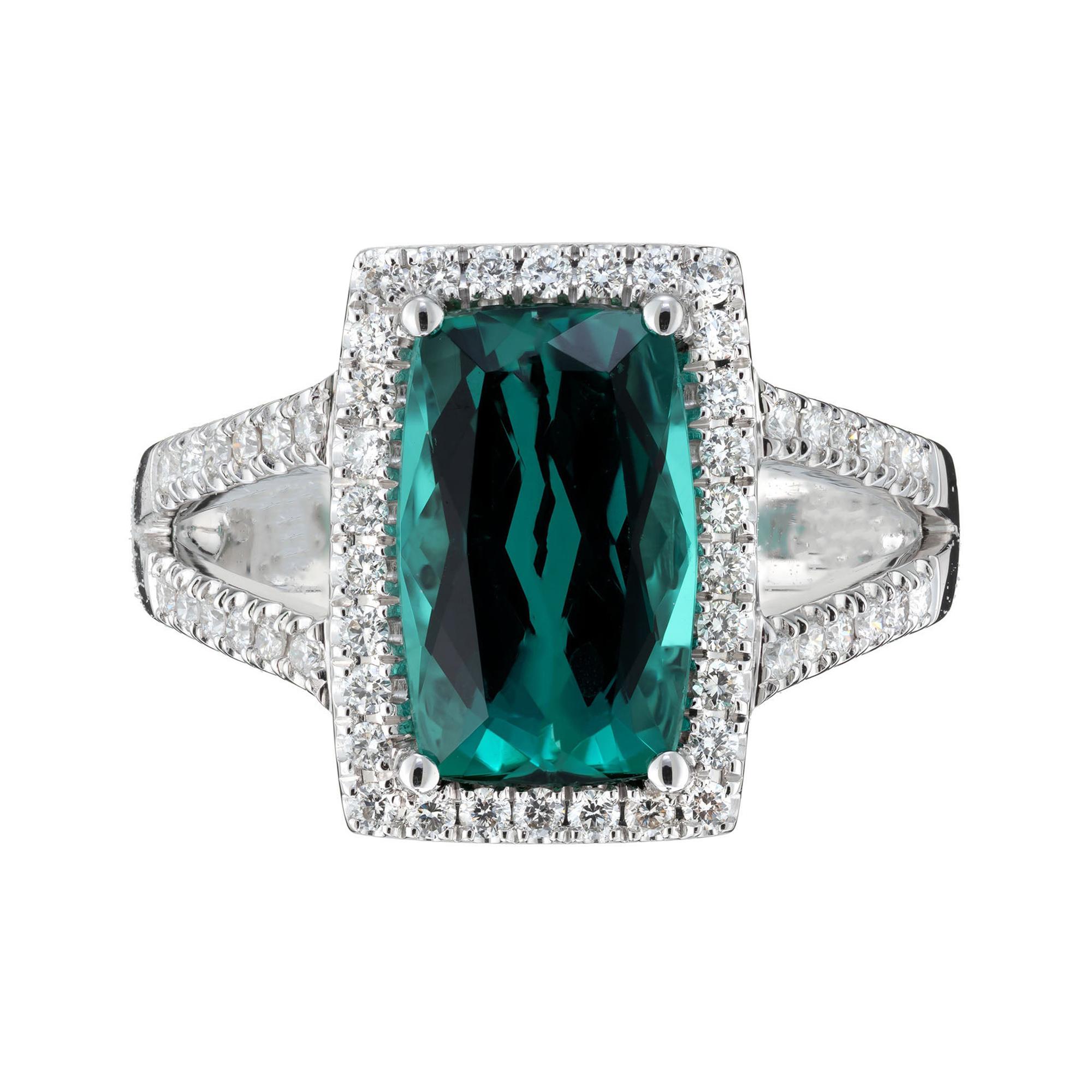 Peter Suchy 3.10 Carat Tourmaline Diamond Halo White Gold Cocktail Ring For Sale