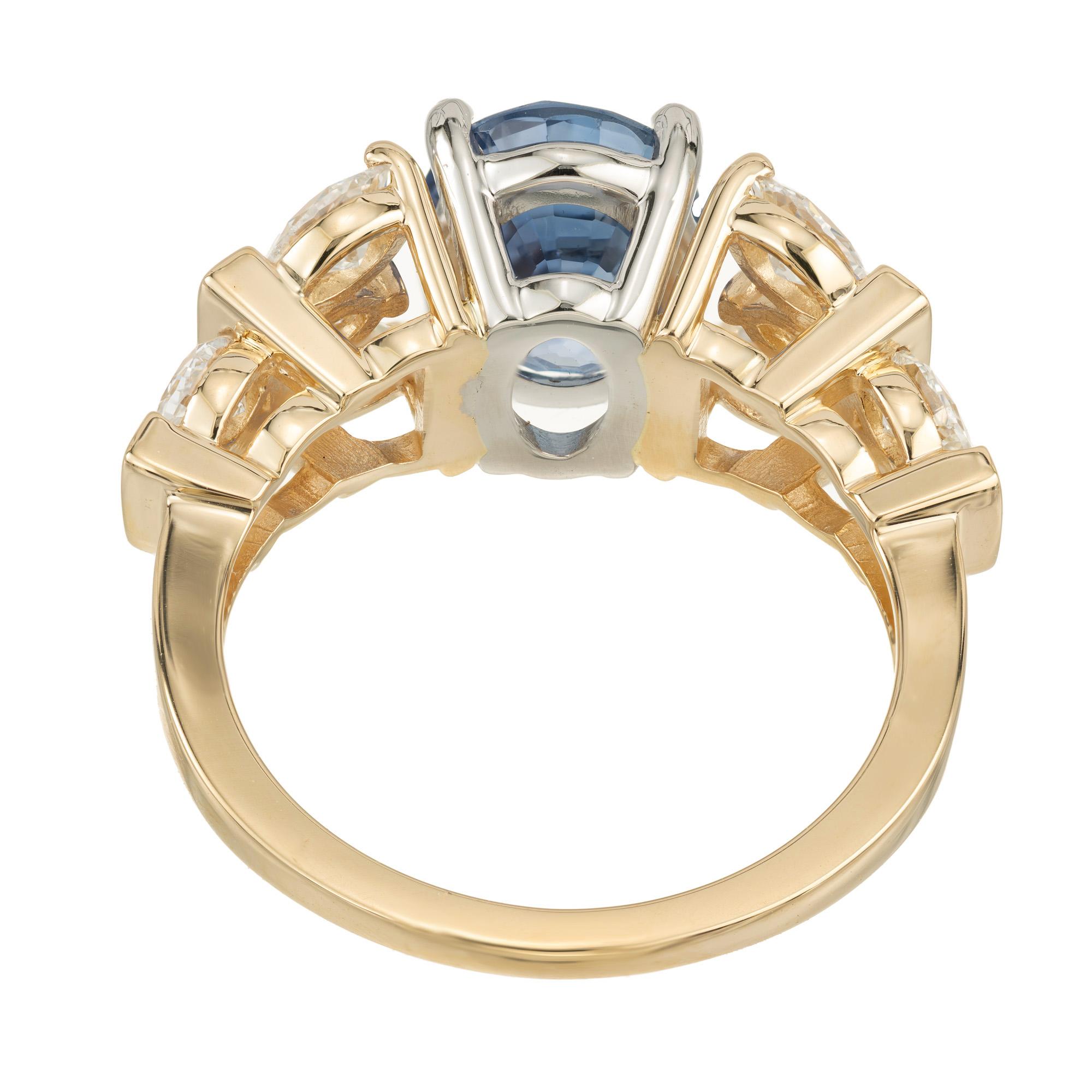 Peter Suchy 3.11 Carat Blue Sapphire Diamond Gold Platinum Engagement Ring For Sale 1