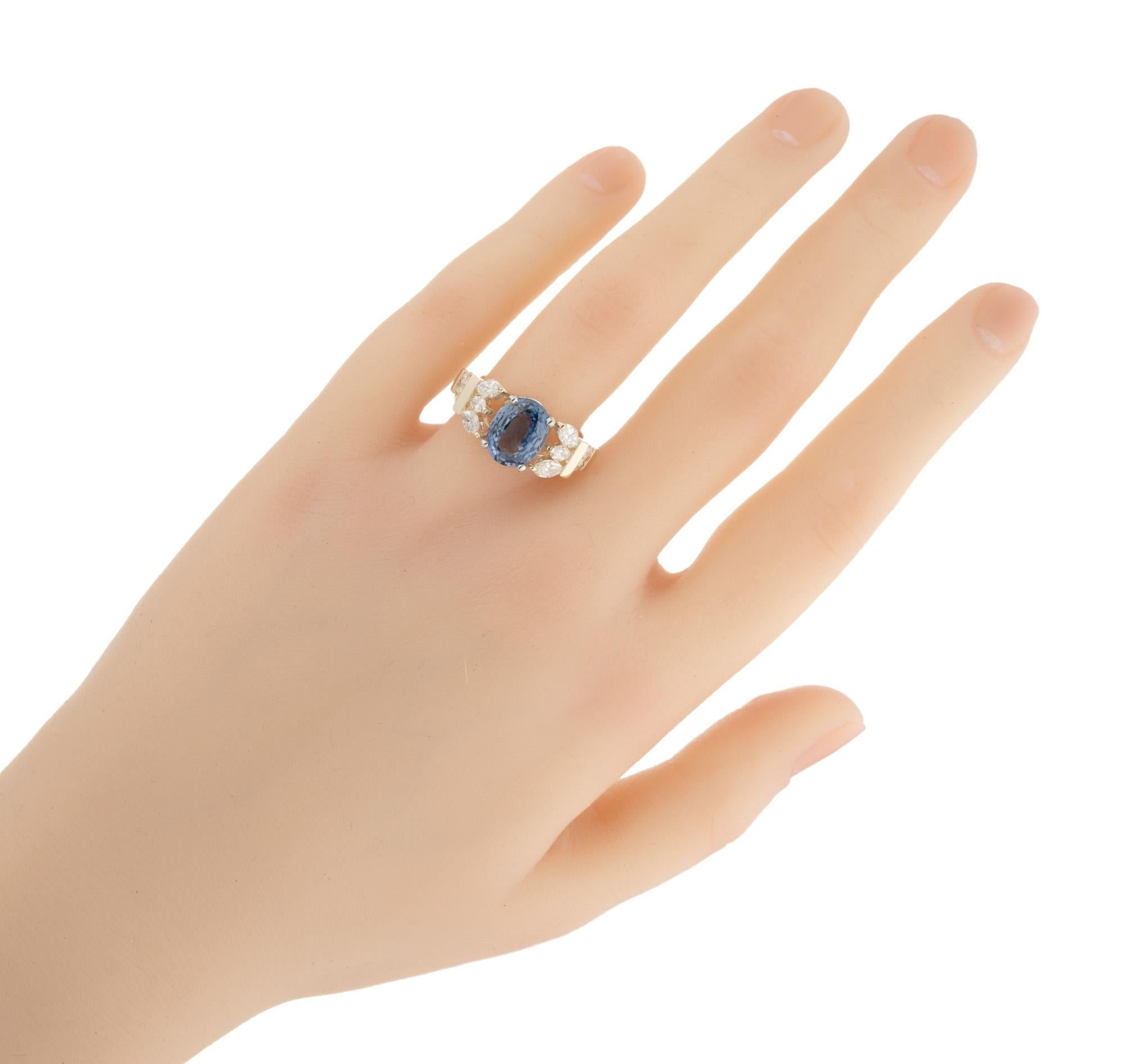 Peter Suchy 3.11 Carat Blue Sapphire Diamond Gold Platinum Engagement Ring For Sale 3