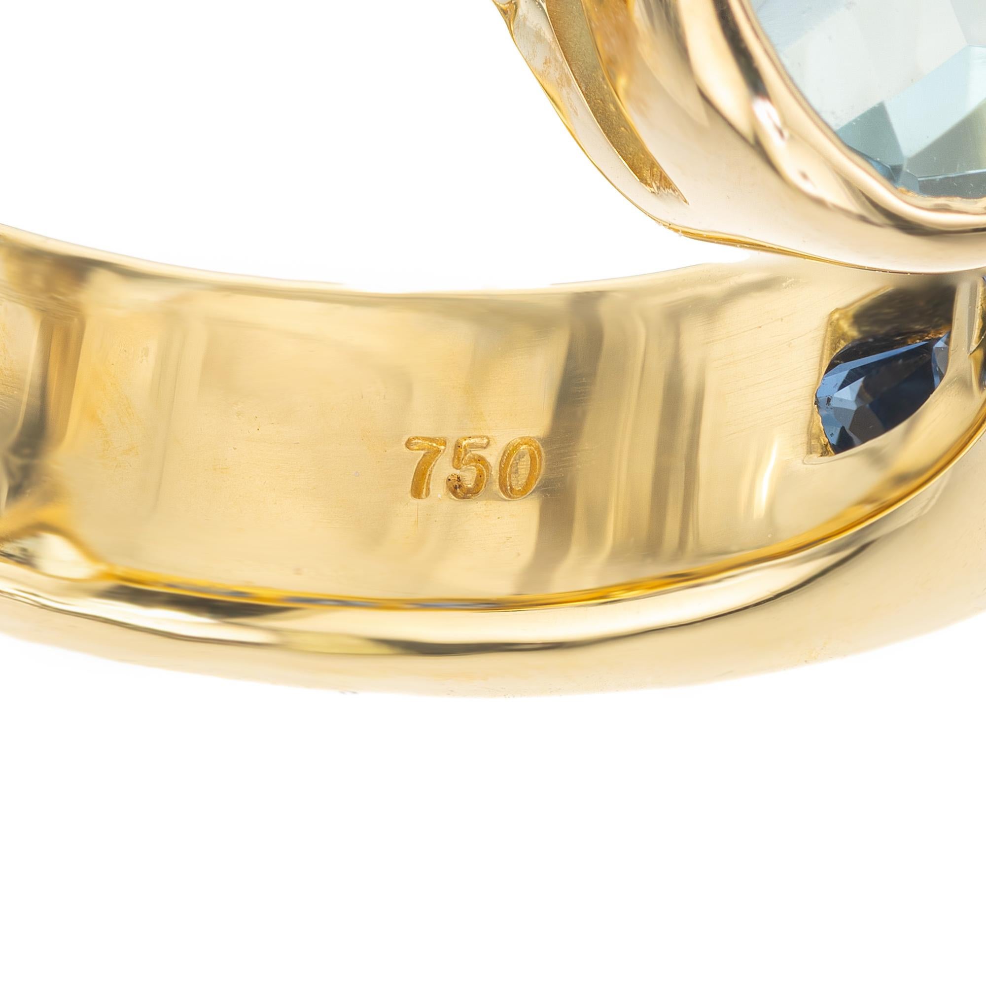 Peter Suchy 3.19 Carat Pear Aquamarine Sapphire Yellow Gold Ring For Sale 1