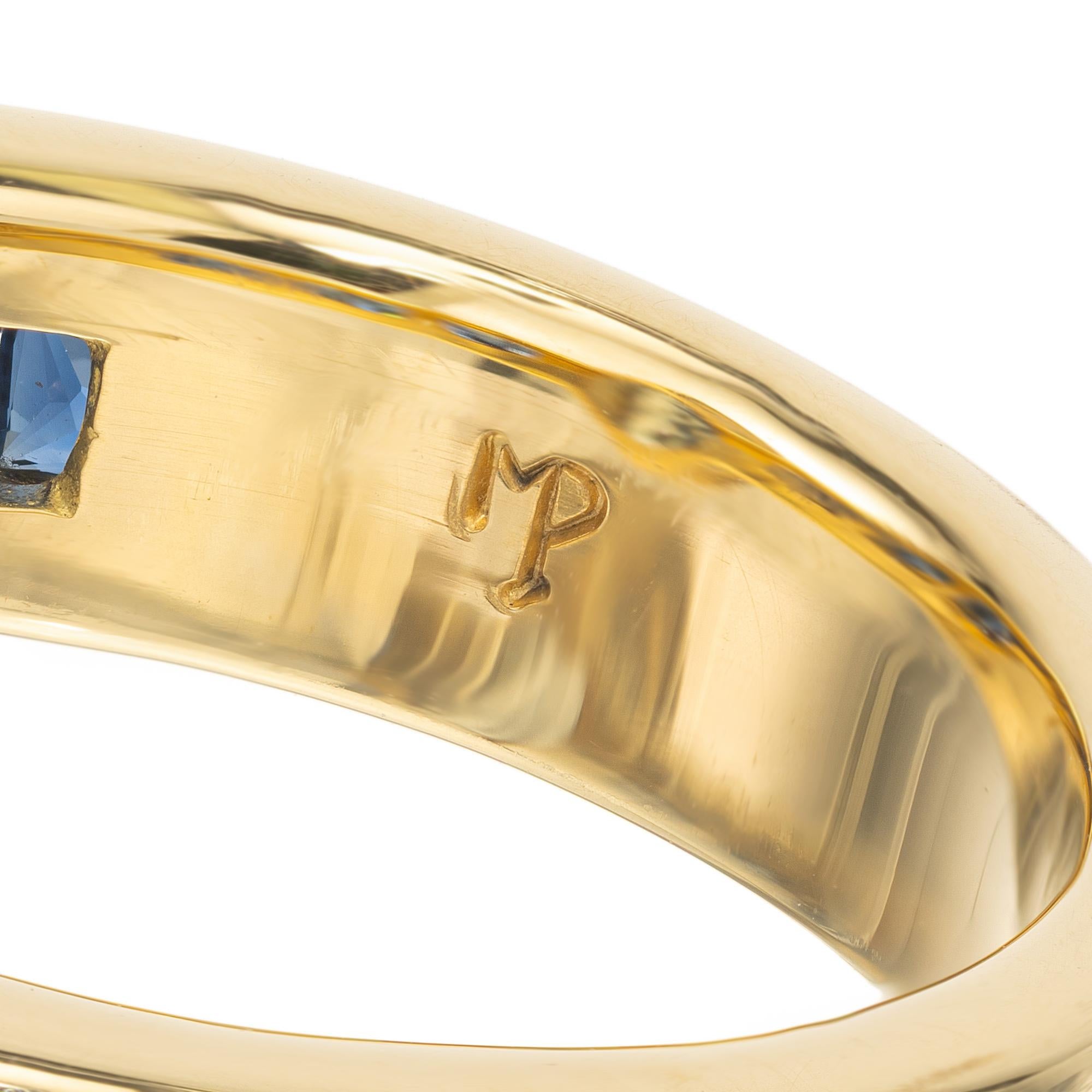 Peter Suchy 3.19 Carat Pear Aquamarine Sapphire Yellow Gold Ring For Sale 2