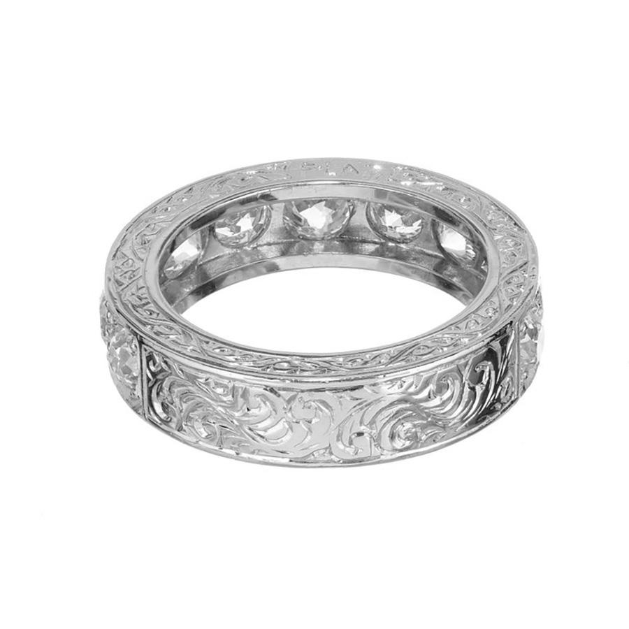 Round Cut Peter Suchy 3.20 Carat Round Diamond Platinum Wedding Band Ring For Sale