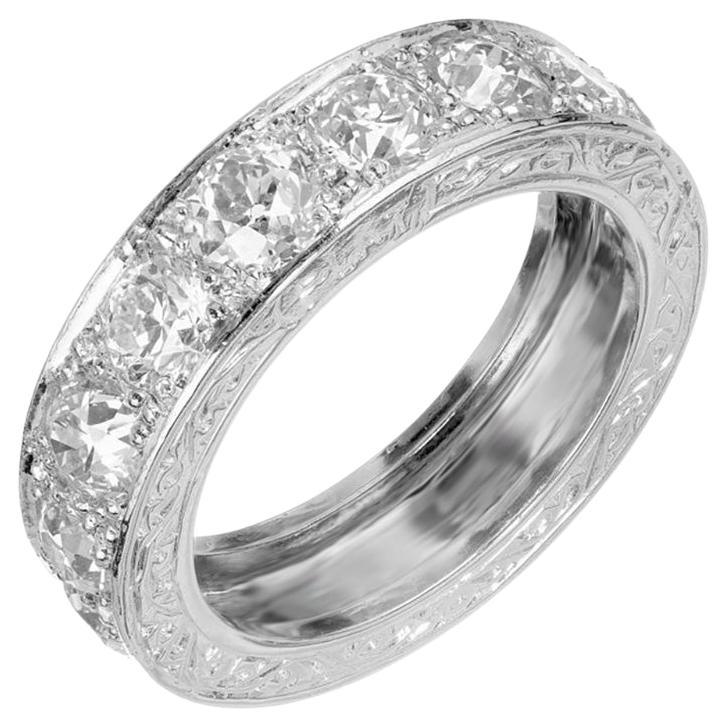 Peter Suchy 3.20 Carat Round Diamond Platinum Wedding Band Ring For Sale