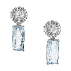 Peter Suchy 3.24 Carat Aqua Diamond White Gold Dangle Earrings 