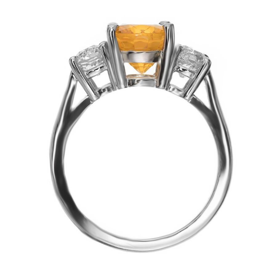 Peter Suchy 3.29 Carat Orange Sapphire Diamond Platinum Engagement Ring In New Condition For Sale In Stamford, CT