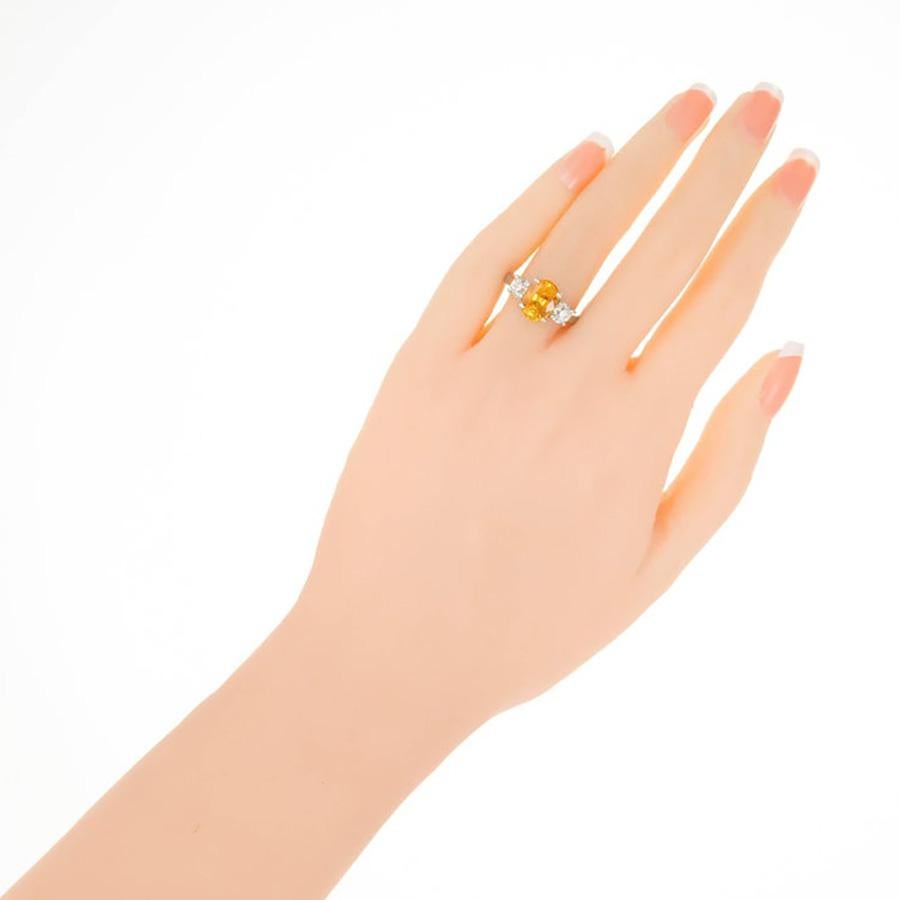 Women's Peter Suchy 3.29 Carat Orange Sapphire Diamond Platinum Engagement Ring For Sale