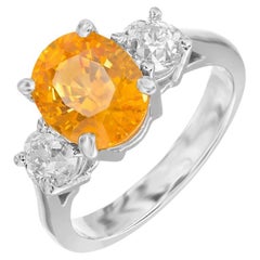 Peter Suchy Anello di fidanzamento in platino con diamante e zaffiro arancione da 3,29 carati