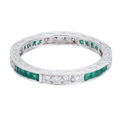 Peter Suchy .33 Carat Emerald Diamond Platinum Wedding Band Ring