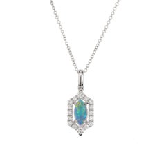 Peter Suchy .33 Carat Red Flash Opal Diamond White Gold Pendant Necklace