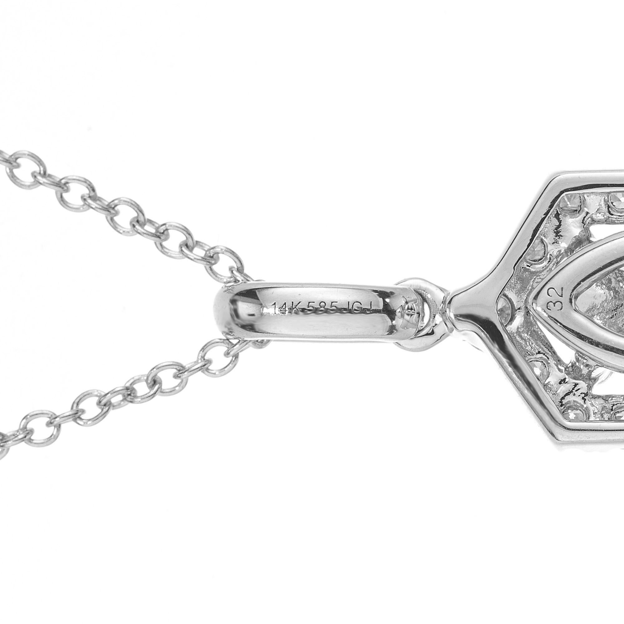 Peter Suchy .33 Carat Red Flash Opal Diamond White Gold Pendant Necklace For Sale 1