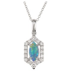 Peter Suchy - Collier pendentif en or blanc avec diamant et opale rouge flash de 0,33 carat