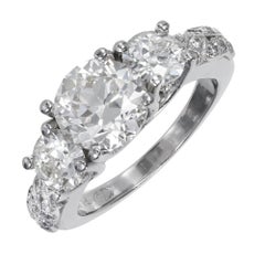 Peter Suchy 3.32 Carat Ideal Cut Diamond Three-Stone Platinum Engagement Ring