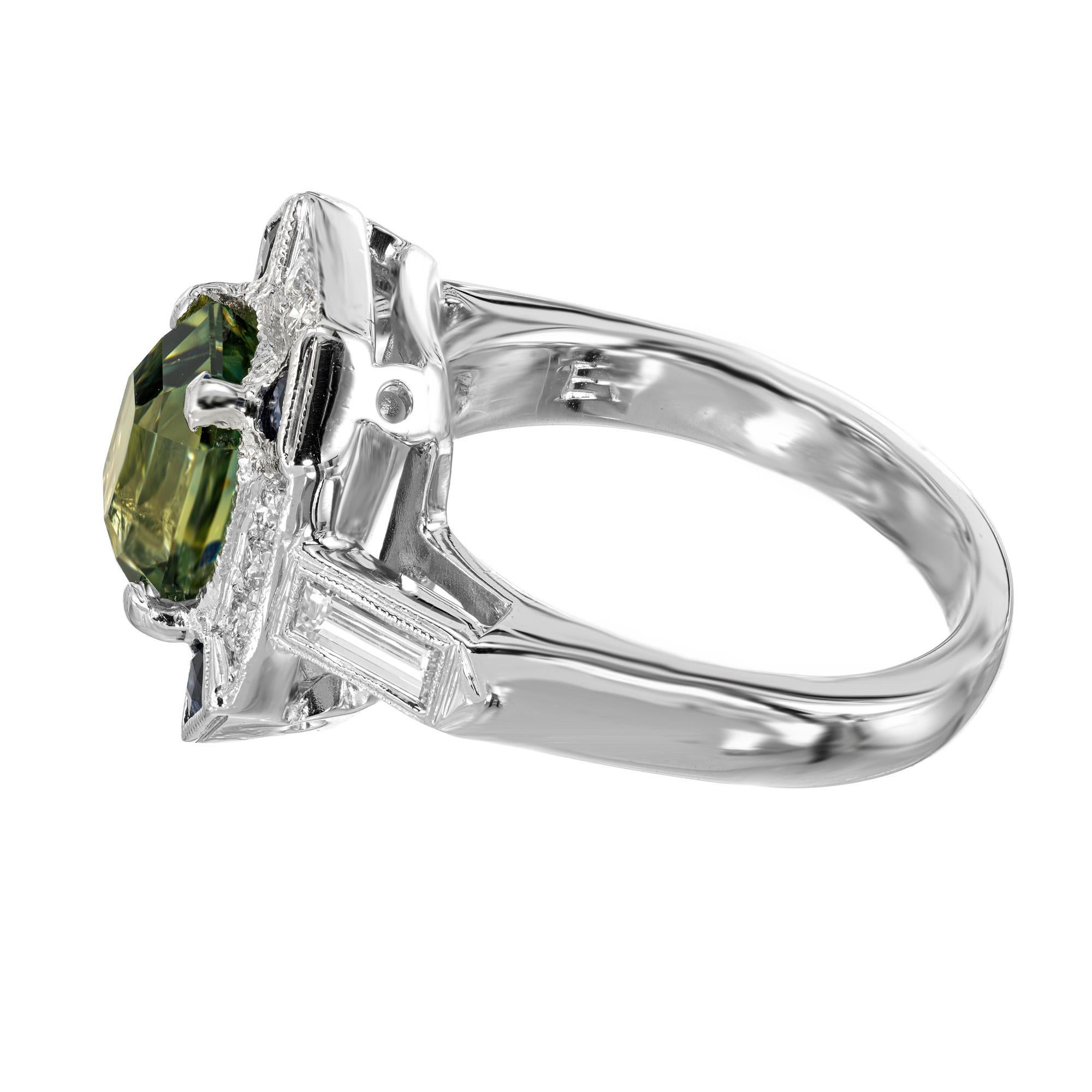Verlobungsring aus Platin mit 3,39 Karat grünem Saphir und Diamant von Peter Suchy Damen im Angebot