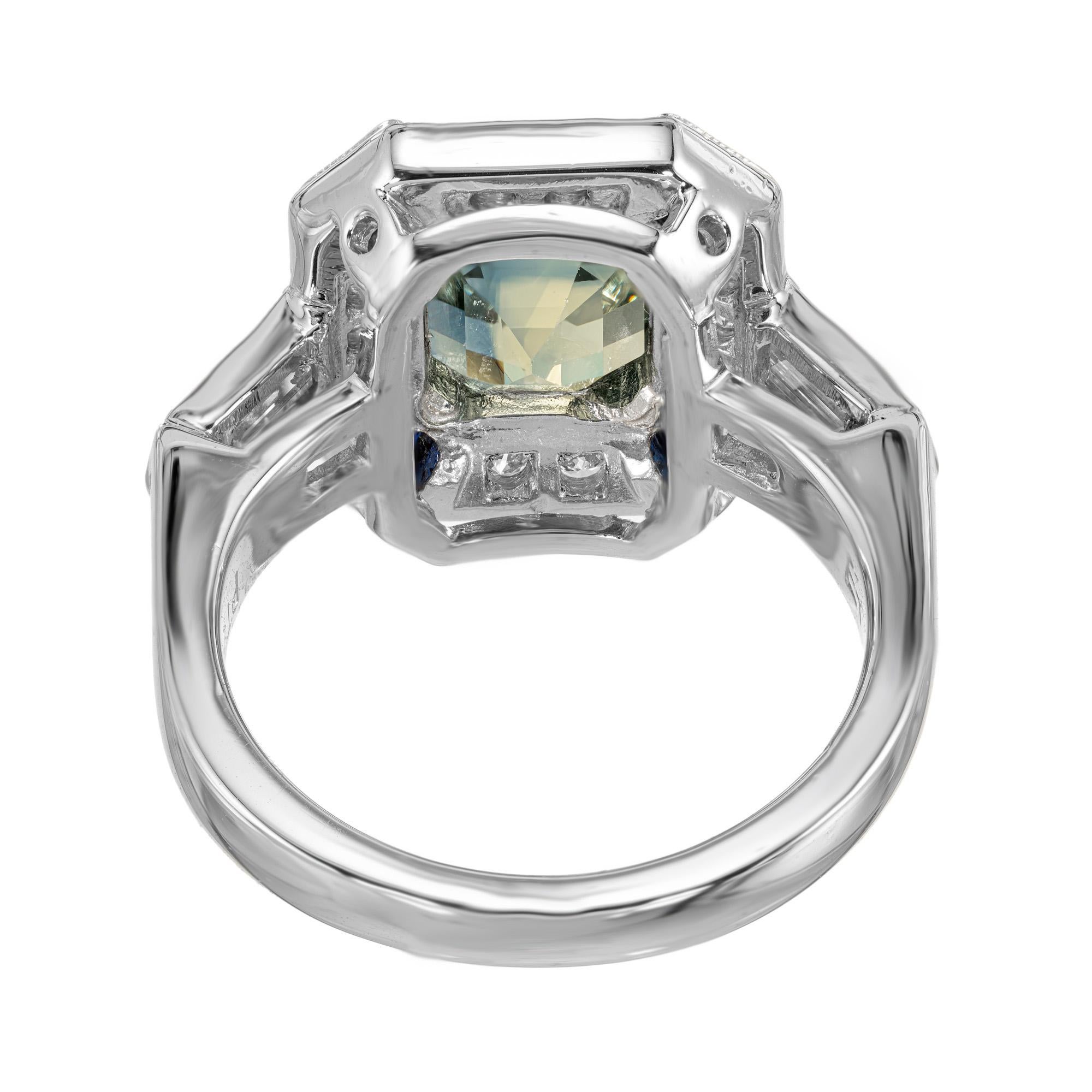 Verlobungsring aus Platin mit 3,39 Karat grünem Saphir und Diamant von Peter Suchy im Angebot 1
