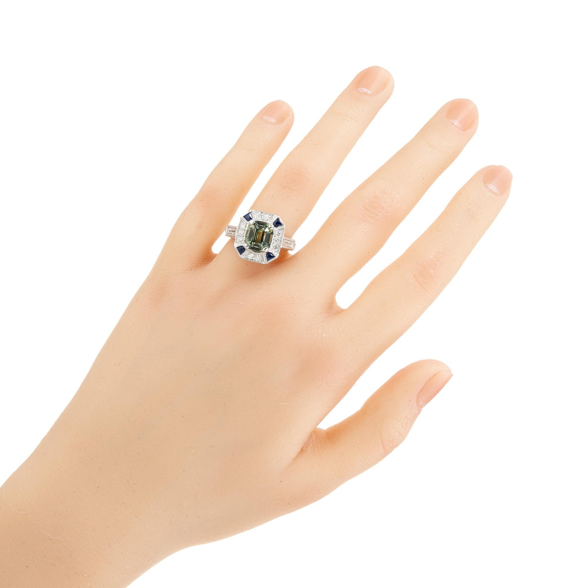 Verlobungsring aus Platin mit 3,39 Karat grünem Saphir und Diamant von Peter Suchy im Angebot 4