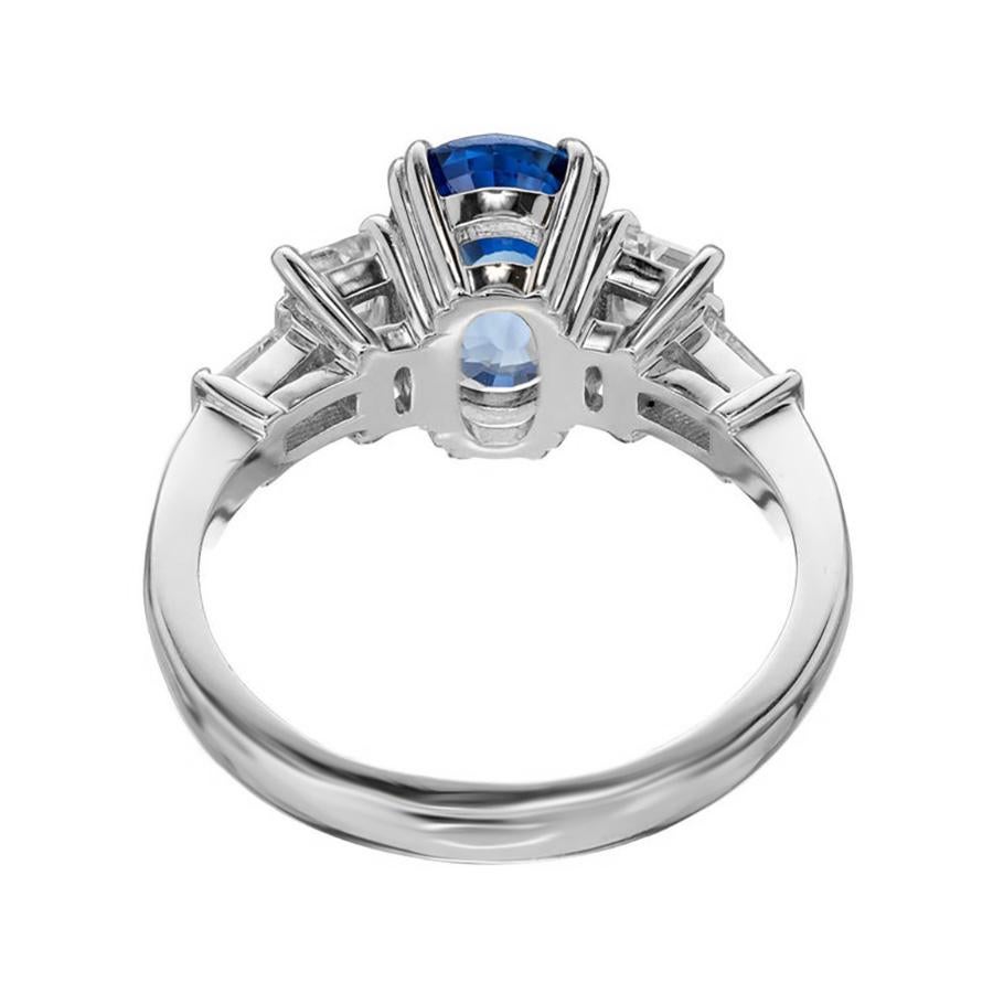 Peter Suchy Anillo de compromiso en platino con zafiro azul natural de 3,44 quilates y diamante en venta 1