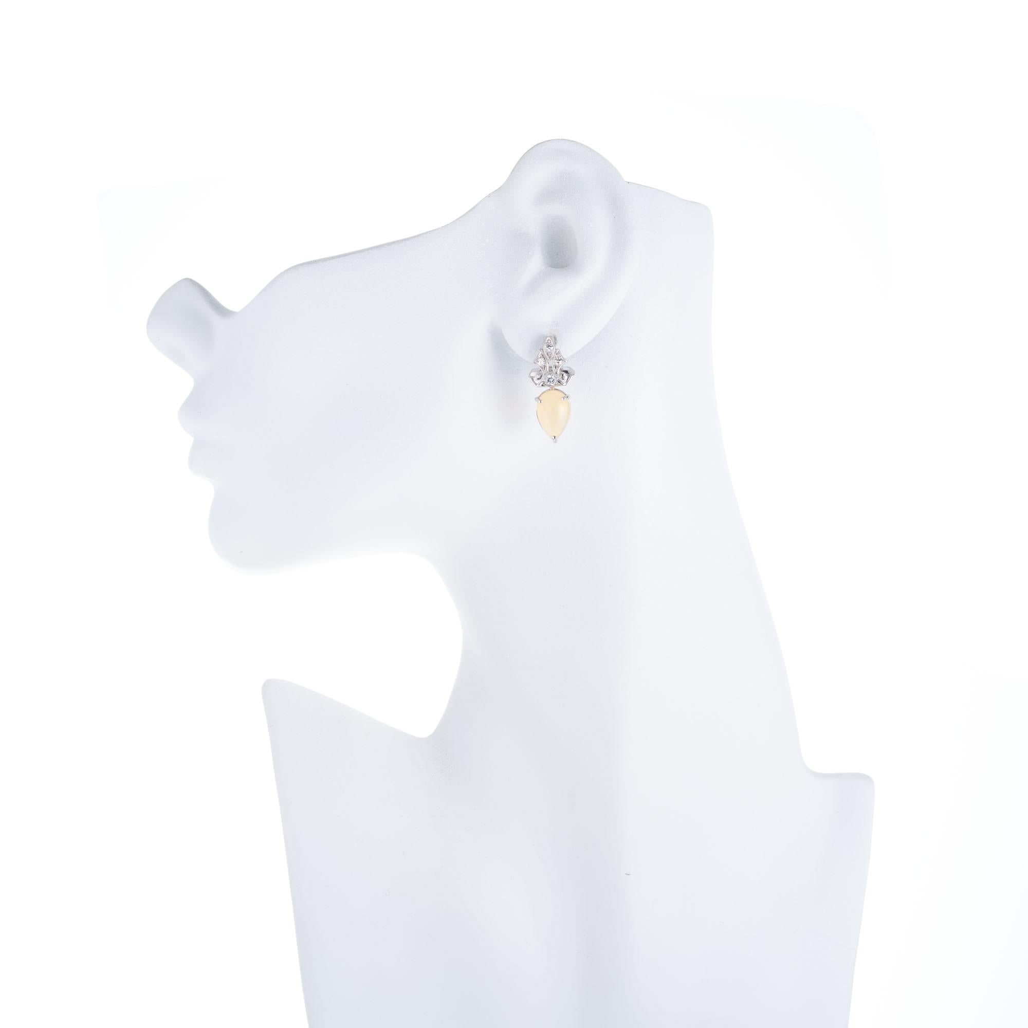 Women's Peter Suchy 3.51 Carat Opal Diamond White Gold Drop Earrings For Sale
